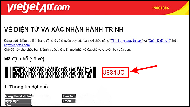 Mã đặt chỗ Vietjet Air